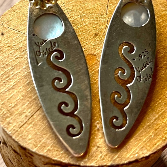 Vintage Sterling Silver Smokey Quartz Signed Post Earrings - Picture 5 of 9